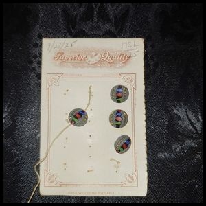 Ornate Hand Painted Vintage Czech Glass Buttons
